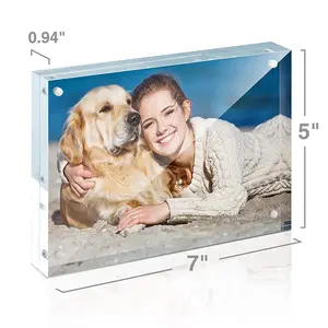 Factory outlet 3" 4" 5" Clear Square Acrylic Photo Picture Frames with Magnets