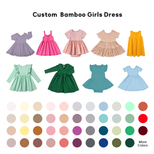 Personalizado acanalado familia trajes a juego niñas pequeñas vestidos niños bambú ropa <span class=keywords><strong>de</strong></span> bebé mono Niñas Ropa - Product Image 4