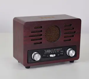 Vintage Analog Radio BT Speaker- Walnut Wooden AM FM Radio with USB SD player in Old Fashioned Classic Style