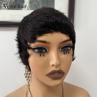 Perruques en cheveux humains vierges bruts, coupe pixie courte et droite, sans dentelle, sans colle, vente en gros à prix compétitif