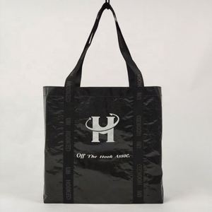 Bolsas de laminación de compras ecológicas con bolsas con logotipo Compras en línea Xl Bolsas de compras negras - Product Image 1