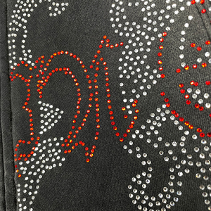 Sweat à capuche zippé personnalisé en coton épais 100% délavé à l'acide pour homme, avec croix en strass, style gothique Y2K vintage streetwear - Product Image 5
