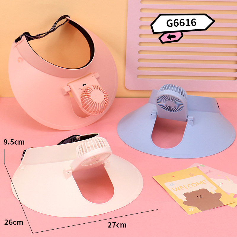 6616 Candy-colored Hat Fan [Two-speed adjustable]