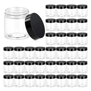 WIDE MOUTH LEAK PROOF 4oz 6oz 8oz 10oz 16oz PET Plastic Cosmetic Storage <b>Containers</b> with Screw Top Lids - Product Image 1