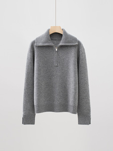 Maglione da <span class=keywords><strong>Donna</strong></span> in Cashmere con Mezza Zip, Collo Alto a Coste, Pullover Comodo e Versatile in <span class=keywords><strong>Lana</strong></span> per Autunno e Inverno - Product Image 5
