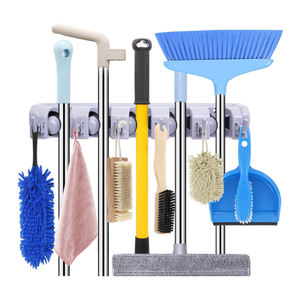 Organizador de herramientas de jardín montado en la pared Soporte de escoba para rastrillo o manijas de fregona Sistema de almacenamiento de <span class=keywords><strong>armario</strong></span> o garaje Elimina el desorden - Product Image 3