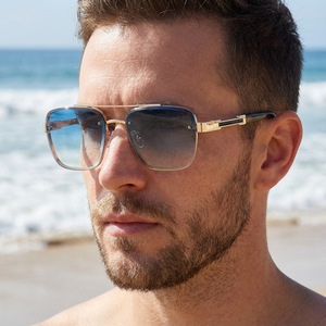Nouvelles lunettes de soleil rétro pour hommes, monture carrée en métal, protection UV400, classe 2, verres PC, monture noire, pour la conduite en extérieur - Product Image 4