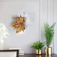 Applique murale en forme de feuille d'arbre, lampe artistique faite à la main, verre, luxe, élégante, matériaux en cuivre, Art
