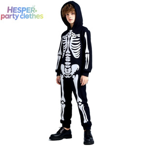 HESPER Disfraz de Halloween con Capucha de Fantasma Esqueleto para Niños, Blanco que Brilla en la Oscuridad, Inspirado en Películas y Series de TV, Estilo Largo - Product Image 2
