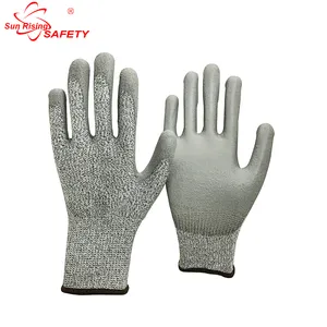 Srsafety-guantes de seguridad para el trabajo, de PU, resistentes al corte, para construcción, Nivel 5