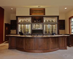 وحدة تخزين نبيذ من الخشب الصلب بتصميم عصري مخصص للمنزل ، أثاث بار في غرفة المعيشة ، فيلا ، شقة فندقية - Product Image 4