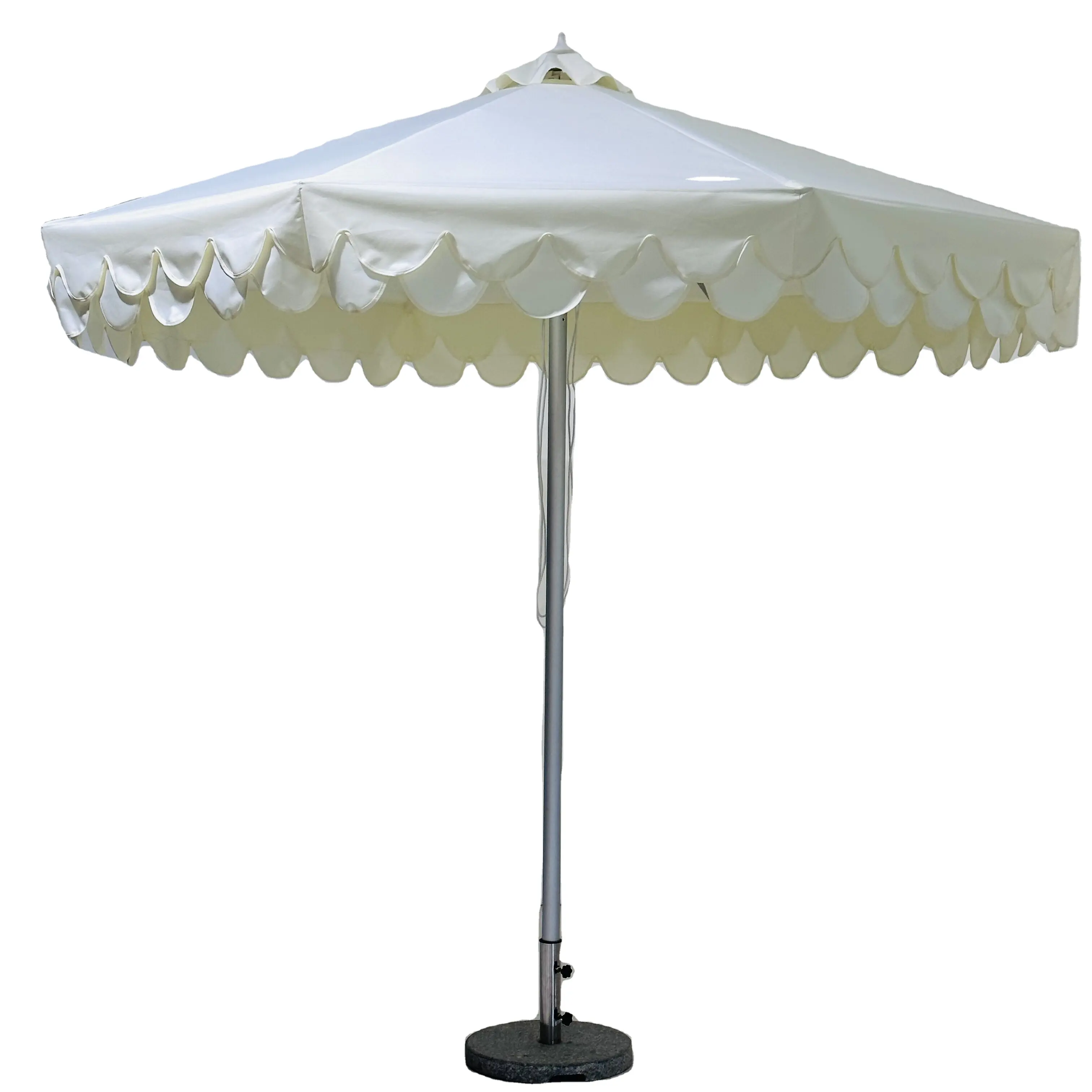Payung tongkat cetre murah buatan Tiongkok, payung outdoor hitam dan putih, payung berlekuk luar ruangan untuk taman