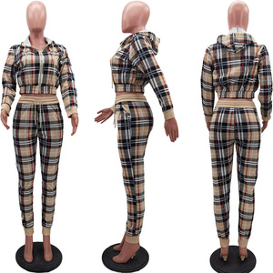 Designer Plaid Jacket and Pant Set Women <strong>Clothing</strong> 2022 Fall Winter Two Piece Plaid Outfits - Product Image 4