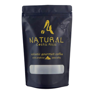 Logo tùy chỉnh in cà phê đáy phẳng kéo Tab Ziplock túi Cà phê đứng lên túi với cửa sổ rõ ràng đóng gói phân hủy sinh học - Product Image 1