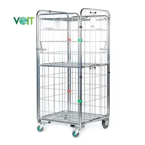 Metal Steel Collapsible Foldable 4 Sided Warehouse Roll Cages