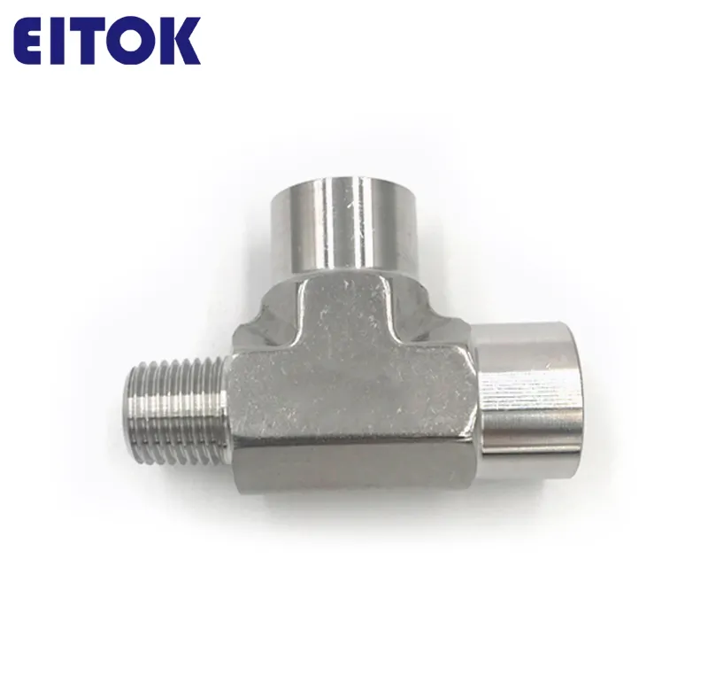 Hydraulic pipe fittings reducing thread tee npt female threaded 3 way tee connector stainless steel tee forging thread end elbow