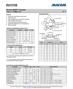 DU1215S [ 15W 2-175MHz <span class=keywords><strong>12V</strong></span>] <span class=keywords><strong>Transistor</strong></span> MOSFET <span class=keywords><strong>de</strong></span> <span class=keywords><strong>puissance</strong></span> RF - Product Image 2