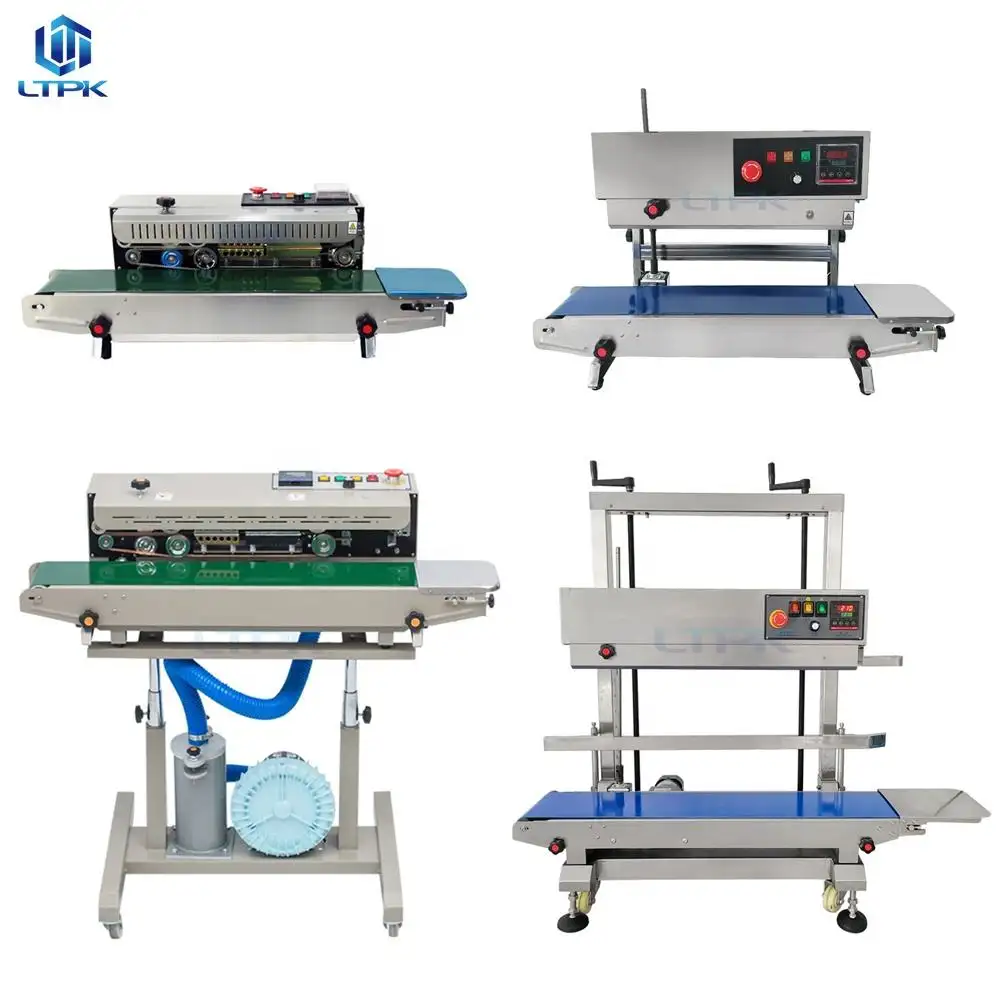 LTPK Automatic food kraft paper bag plastic bag continue heat sealing machine with date
