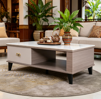 Ensemble Table Basse et Meuble TV de Luxe Personnalisé, Design Simple, Meubles de Salon avec Rangement, Prix de Gros, Matériau MDF