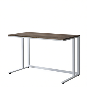 Scrivania per computer con piano in noce, struttura in metallo bianco, porta USB, mobili per ufficio domestico - Product Image 1