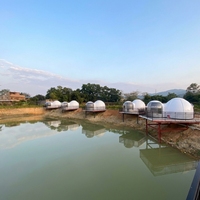 Prix usine Bubble Transparent tentes de luxe hôtel PC glamping dômes Starry Sky Bubble Room avec rideaux et lumière led