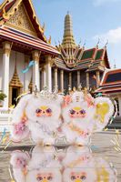 Nouvelle Peluche Lapin Brodé Super Doux en Coton PP Édition Limitée Miss Thaïlande Frozen 2025 Baby Three, Anti-stress en Maille