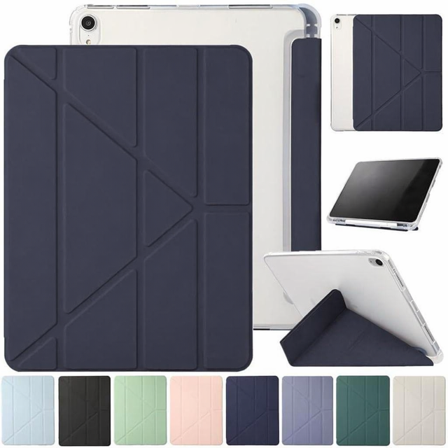 Premium Origami iPad Case With Clear TPU  Back Built-In Pencil Holder 3Y Folding Stand for iPad Pro 11 13 Inch 2024 Wholesale
