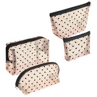 Ensemble de trousses de maquillage tendance en nylon respirant à pois, plusieurs tailles, avec fermeture éclair, pochettes de rangement portables pour le voyage, pour femmes, usage quotidien