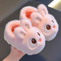 Chaussons en Coton Enfant de Qualité Supérieure, Épais Automne Hiver, Mignons en Fourrure de Lapin, Talons Sacs en Coton, Doublés Peluche