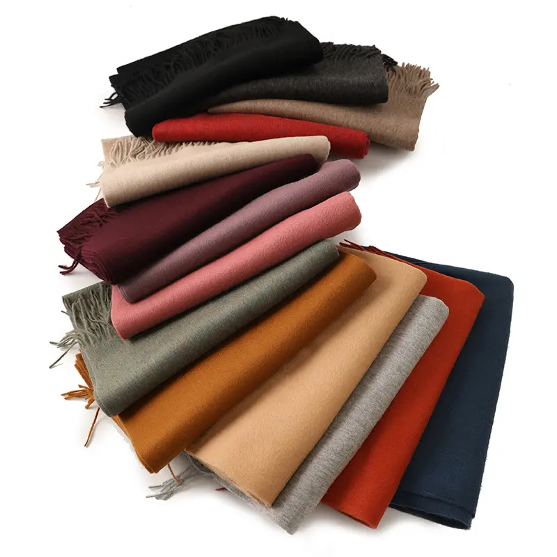 Pure color lamb wool shawl manufacturers wholesale autumn and winter plain color warm wool scarf for woman and man