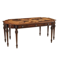 Bureau d'écriture en bois de la série européenne pour bureau à domicile et salle d'étude, avec plateau en marqueterie, pour une décoration élégante de salon