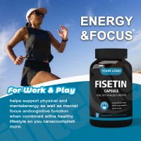 Ausreson Marque Privée OEM Extrait de Fisetin Biologique 98% Complément Liposomal Extrait de Fraise Capsule de Fisetin