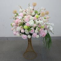 Arrangements floraux de mariage artificiels rose, blanc et vert, ensemble de fleurs en cascade artificielles pour la décoration de table et de fond de mariage