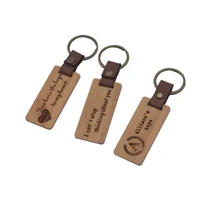 Factory Wholesale Newest Wooden Keychain Customize Bamboo Wood Key ring Luxury Key chain Wood