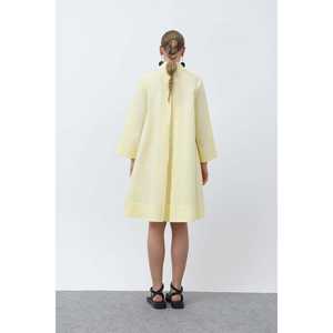 Vestido Mini de Popelina para Mujer, Corte en A, Cintura Natural, Cuello Camisero, Lavable, Informal para Uso Diario, Tejido de Popelina - Product Image 5