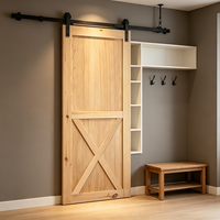 Porte coulissante en pin massif sablé, style nordique, pour la division d'espace intérieur