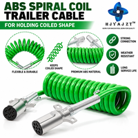 Câble d'alimentation électrique enroulé 7 voies pour remorque, 12 pieds, vert, ABS, avec fiche 7 broches, pour semi-remorques, camions et tracteurs