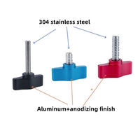 Vis à molette à ailettes en acier inoxydable de type T, filetée 1/4"-20 pouces, noire, pour serrage manuel et maintien