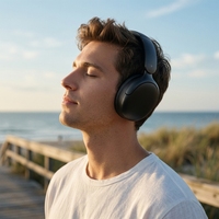 Headphone Nirkabel L18 Over Ear Hybrid ANC Active Noise Cancelling, Headset Lipat dengan Mikrofon untuk Perjalanan dan Kantor