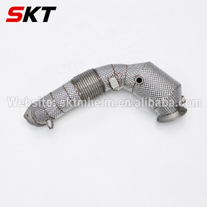 300 CPSI Downpipe for BMW G30 M550i N63 Germany Spec Sandblasted Front Pipe Embossed Heat <b>Shield</b> Golden TIG Welds - Product Image 3