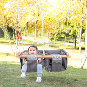 Columpio basculante para niños pequeños de interior y exterior, silla de madera para bebé, asiento de columpio de encaje, lona para gemelos - Product Image 5