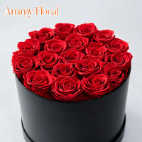 AM-PFB02B Ammy Rose éternelle en boîte cadeau ronde noire, boîtes de la Saint-Valentin, articles décoratifs de Noël, cadeau pour la fête des mères