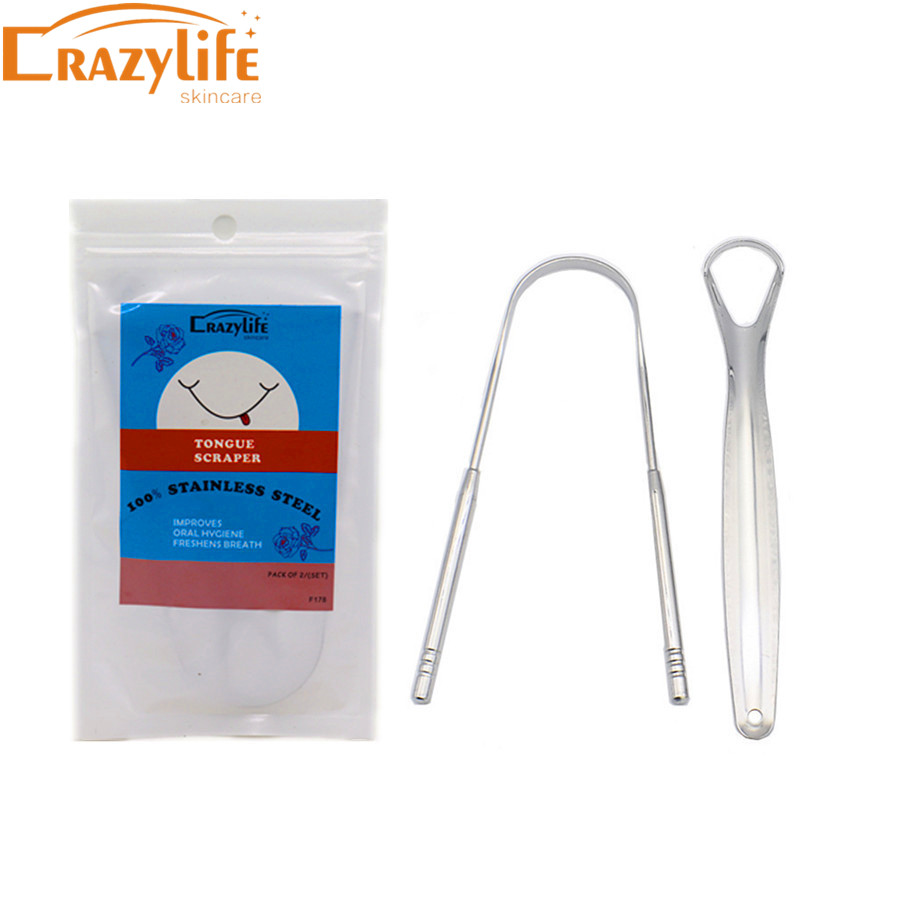 Скребок для языка из нержавеющей стали, щетка для очистки языка для полости рта, инструменты для ухода за полостью рта