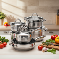 Ensemble de cuisine de luxe en acier inoxydable forgé 12 pièces, casseroles, couvercles en silicone, poignées - Origine Guangdong, compatible lave-vaisselle et four