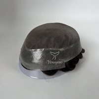 En stock Australie Base Mono Center Cheveux humains indiens naturels Toupet pour hommes V-loop Front