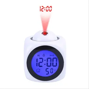 LCD Elektronik Digital Proyeksi Waktu Alarm Jam Proyek Meja Pintar Tampilan Suhu Kamera Berbentuk Despertador untuk Ruangan