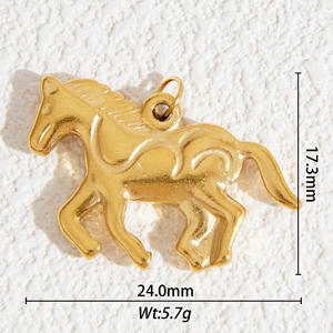 Tinggi Polandia hewan jimat tahan air baja tahan karat 18K emas kuda burung hantu kupu-kupu siput gajah jimat untuk Kalung - Product Image 3