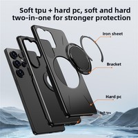 Étui de téléphone magnétique métallique pour voiture pour S26 Ultra & A16 avec support rotatif à 360 degrés, protection antichute en alliage de zinc PCTPU