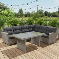 Joyeleisure Ensemble de canapés en rotin moderne 3 pièces, sectionnel en osier avec structure en aluminium, coussins imperméables, couleur personnalisable, pour hôtel et cour