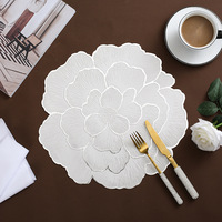 Sets de table créatifs en forme de pivoine pour table à manger, sets de table en vinyle pressé métallisé, sets de table pour décorations de table de fête